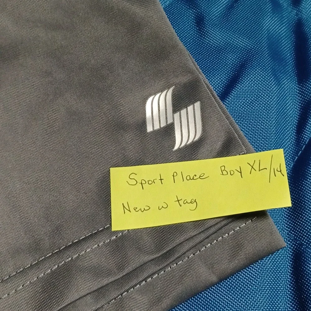 The Children's Place Sport Boys XL 14 Athletic Shorts Gray Black Ice New